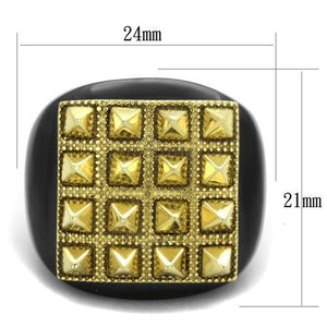 TK1842 - IP Gold+ IP Black (Ion Plating) Stainless Steel Ring with No Stone