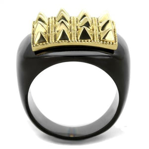 TK1842 - IP Gold+ IP Black (Ion Plating) Stainless Steel Ring with No Stone