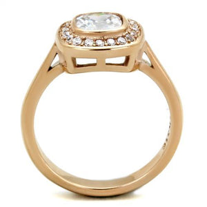 TK1844 - IP Rose Gold(Ion Plating) Stainless Steel Ring with AAA Grade CZ  in Clear