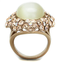 Load image into Gallery viewer, TK1846 - IP Rose Gold(Ion Plating) Stainless Steel Ring with Synthetic Cat Eye in White
