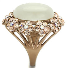 Load image into Gallery viewer, TK1846 - IP Rose Gold(Ion Plating) Stainless Steel Ring with Synthetic Cat Eye in White