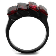Load image into Gallery viewer, TK1854 - IP Black(Ion Plating) Stainless Steel Ring with Synthetic Synthetic Glass in Siam