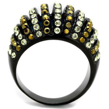 Load image into Gallery viewer, TK1865 - IP Black(Ion Plating) Stainless Steel Ring with Top Grade Crystal  in Multi Color
