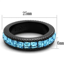 Load image into Gallery viewer, TK1867 - IP Black(Ion Plating) Stainless Steel Ring with Top Grade Crystal  in Sea Blue