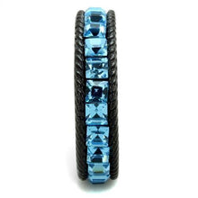 Load image into Gallery viewer, TK1867 - IP Black(Ion Plating) Stainless Steel Ring with Top Grade Crystal  in Sea Blue