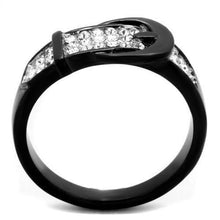 Load image into Gallery viewer, TK1868 - Two-Tone IP Black (Ion Plating) Stainless Steel Ring with Top Grade Crystal  in Clear