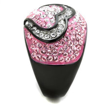 Load image into Gallery viewer, TK1871 - Two-Tone IP Black (Ion Plating) Stainless Steel Ring with Top Grade Crystal  in Light Rose