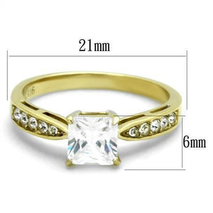TK1873 - IP Gold(Ion Plating) Stainless Steel Ring with AAA Grade CZ  in Clear