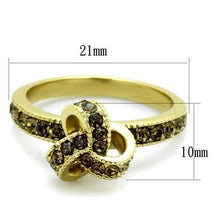 Load image into Gallery viewer, TK1874 - IP Gold(Ion Plating) Stainless Steel Ring with Top Grade Crystal  in Smoked Quartz