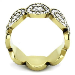 TK1875 - IP Gold(Ion Plating) Stainless Steel Ring with Top Grade Crystal  in Clear