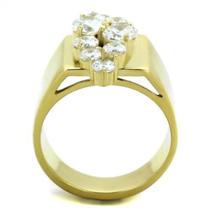 TK1879 - IP Gold(Ion Plating) Stainless Steel Ring with AAA Grade CZ  in Clear