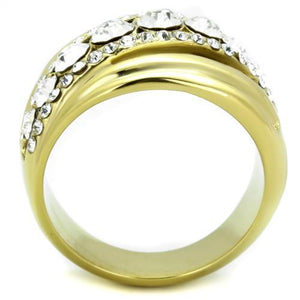 TK1880 - IP Gold(Ion Plating) Stainless Steel Ring with Top Grade Crystal  in Clear