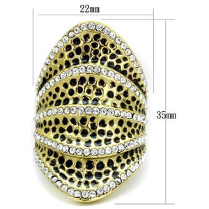 TK1887 - IP Gold(Ion Plating) Stainless Steel Ring with Top Grade Crystal  in Clear