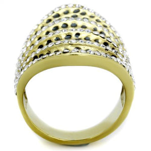 TK1887 - IP Gold(Ion Plating) Stainless Steel Ring with Top Grade Crystal  in Clear