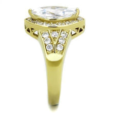 Load image into Gallery viewer, TK1896 - IP Gold(Ion Plating) Stainless Steel Ring with AAA Grade CZ  in Clear
