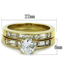 Load image into Gallery viewer, TK1897 - IP Gold(Ion Plating) Stainless Steel Ring with AAA Grade CZ  in Clear