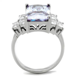 TK1904 - High polished (no plating) Stainless Steel Ring with AAA Grade CZ  in Light Amethyst