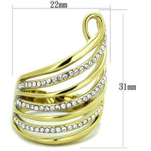 Load image into Gallery viewer, TK1909 - Two-Tone IP Gold (Ion Plating) Stainless Steel Ring with Top Grade Crystal  in Clear