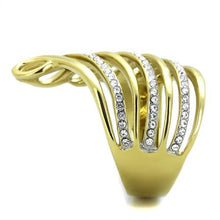 Load image into Gallery viewer, TK1909 - Two-Tone IP Gold (Ion Plating) Stainless Steel Ring with Top Grade Crystal  in Clear