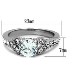 Load image into Gallery viewer, TK1918 - High polished (no plating) Stainless Steel Ring with AAA Grade CZ  in Clear