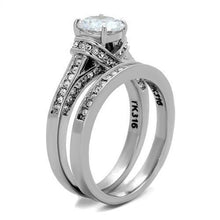 Load image into Gallery viewer, TK1919 - High polished (no plating) Stainless Steel Ring with AAA Grade CZ  in Clear