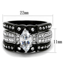Load image into Gallery viewer, TK1922 - Two-Tone IP Black Stainless Steel Ring with AAA Grade CZ  in Clear