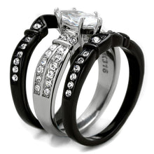 Load image into Gallery viewer, TK1922 - Two-Tone IP Black Stainless Steel Ring with AAA Grade CZ  in Clear