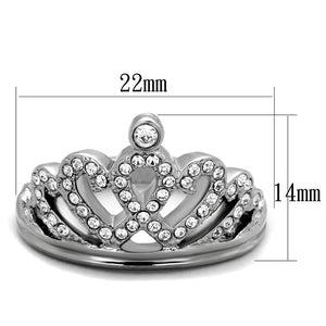 TK1923 - High polished (no plating) Stainless Steel Ring with Top Grade Crystal  in Clear