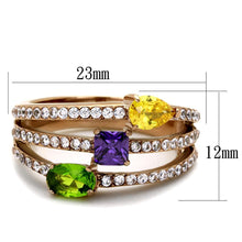 Load image into Gallery viewer, TK1924 - IP Rose Gold(Ion Plating) Stainless Steel Ring with AAA Grade CZ  in Multi Color