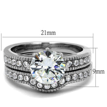 Load image into Gallery viewer, TK1W007 - High polished (no plating) Stainless Steel Ring with AAA Grade CZ  in Clear