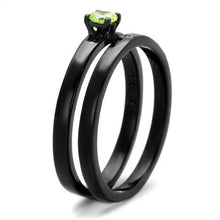 Load image into Gallery viewer, TK2015 - IP Black(Ion Plating) Stainless Steel Ring with AAA Grade CZ  in Apple Green color