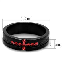Load image into Gallery viewer, TK2017 - IP Black(Ion Plating) Stainless Steel Ring with Top Grade Crystal  in Rose