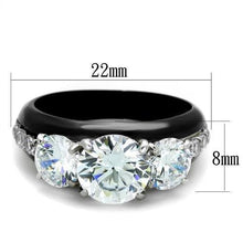 Load image into Gallery viewer, TK2021 - Two-Tone IP Black Stainless Steel Ring with AAA Grade CZ  in Clear