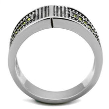 Load image into Gallery viewer, TK2022 - High polished (no plating) Stainless Steel Ring with Top Grade Crystal  in Olivine color