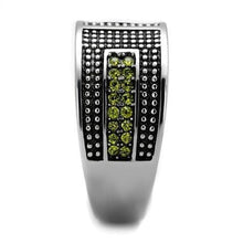 Load image into Gallery viewer, TK2022 - High polished (no plating) Stainless Steel Ring with Top Grade Crystal  in Olivine color