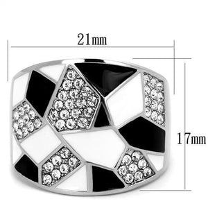 TK2024 - High polished (no plating) Stainless Steel Ring with Top Grade Crystal  in Clear