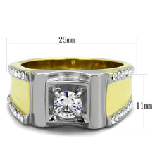 Load image into Gallery viewer, TK2049 - Two-Tone IP Gold (Ion Plating) Stainless Steel Ring with AAA Grade CZ  in Clear