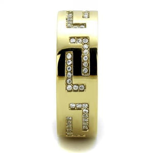 TK2051 - IP Gold(Ion Plating) Stainless Steel Ring with AAA Grade CZ  in Clear