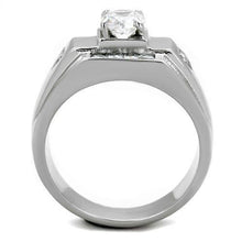 Load image into Gallery viewer, TK2052 - High polished (no plating) Stainless Steel Ring with AAA Grade CZ  in Clear