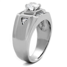 Load image into Gallery viewer, TK2052 - High polished (no plating) Stainless Steel Ring with AAA Grade CZ  in Clear