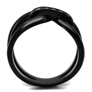 TK2098 - IP Black(Ion Plating) Stainless Steel Ring with Top Grade Crystal  in Black Diamond