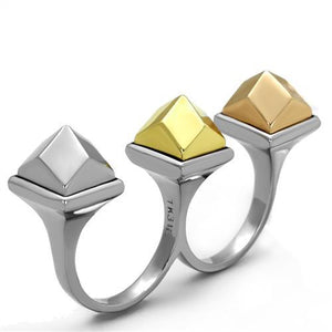TK2109 - Three Tone (IP Gold & IP Rose Gold & High Polished) Stainless Steel Ring with No Stone
