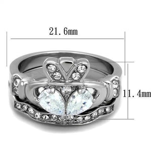 TK2119 - High polished (no plating) Stainless Steel Ring with AAA Grade CZ  in Clear
