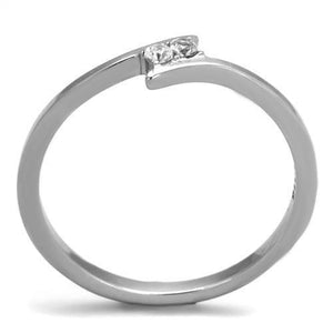 TK2121 - High polished (no plating) Stainless Steel Ring with AAA Grade CZ  in Clear