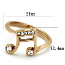 Load image into Gallery viewer, TK2130 - IP Rose Gold(Ion Plating) Stainless Steel Ring with Top Grade Crystal  in Clear