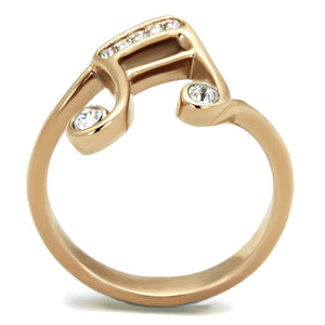 TK2130 - IP Rose Gold(Ion Plating) Stainless Steel Ring with Top Grade Crystal  in Clear