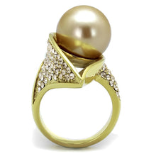 Load image into Gallery viewer, TK2131 - IP Gold(Ion Plating) Stainless Steel Ring with Synthetic Pearl in Champagne
