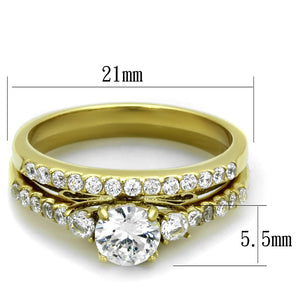 TK2133 - IP Gold(Ion Plating) Stainless Steel Ring with AAA Grade CZ  in Clear