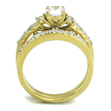 Load image into Gallery viewer, TK2133 - IP Gold(Ion Plating) Stainless Steel Ring with AAA Grade CZ  in Clear