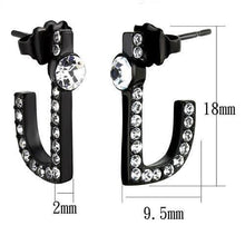 Load image into Gallery viewer, TK2150 - IP Black(Ion Plating) Stainless Steel Earrings with Top Grade Crystal  in Clear